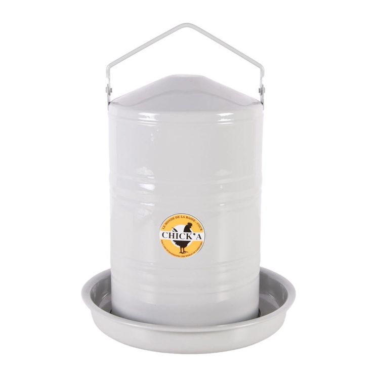 Abreuvoir métal gris 5 litres, pour poule et volaille, CHICK'A