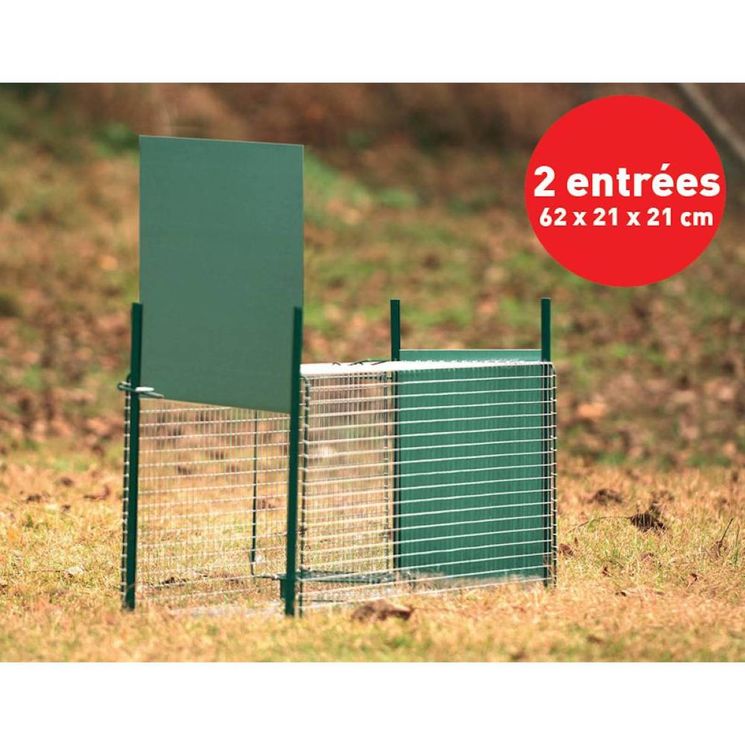 Boîte à fauve 2 entrées avec portes à glissière, 61x21x21cm, BOXTRAP