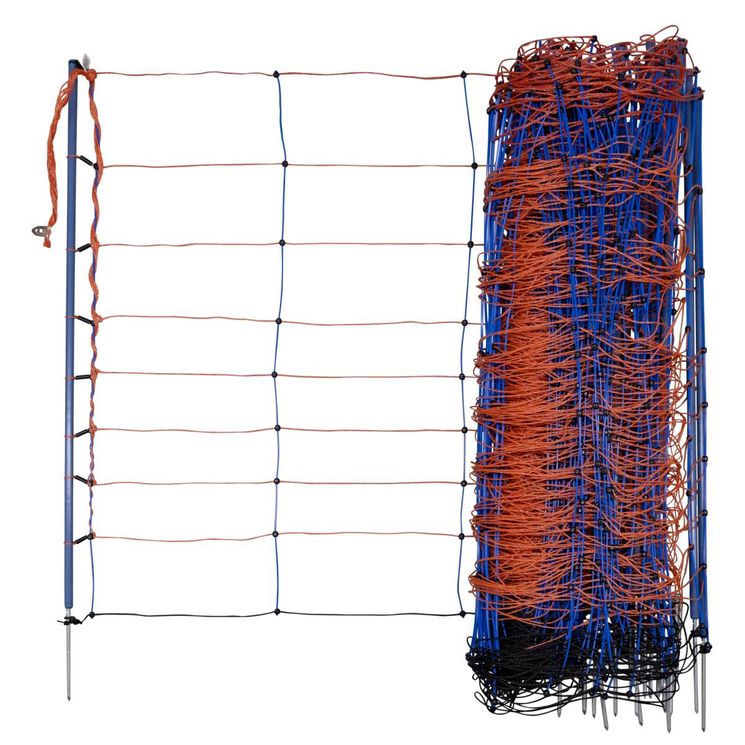 Filet TitanNet avec les piquets Premium, orange/bleu 50m x 90cm, simple pointe