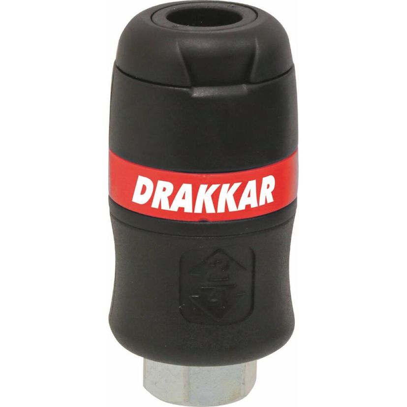 Raccord rapide femelle de sécurité passage d'air 6mm filetage 1/4" femelle, DRAKKAR