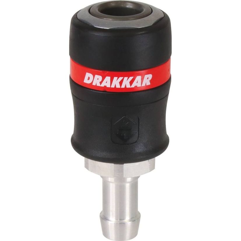 Raccord rapide femelle de sécurité passage d'air 11mm pour tuyau de 16mm, DRAKKAR