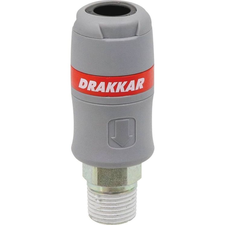 Raccord rapide femelle passage d'air 8mm filetage mâle 1/2", DRAKKAR