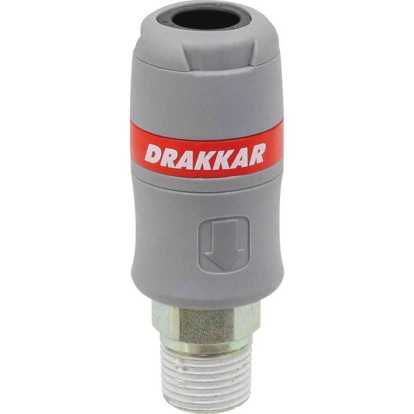 Raccord rapide femelle passage d'air 8mm filetage mâle 1/2", DRAKKAR