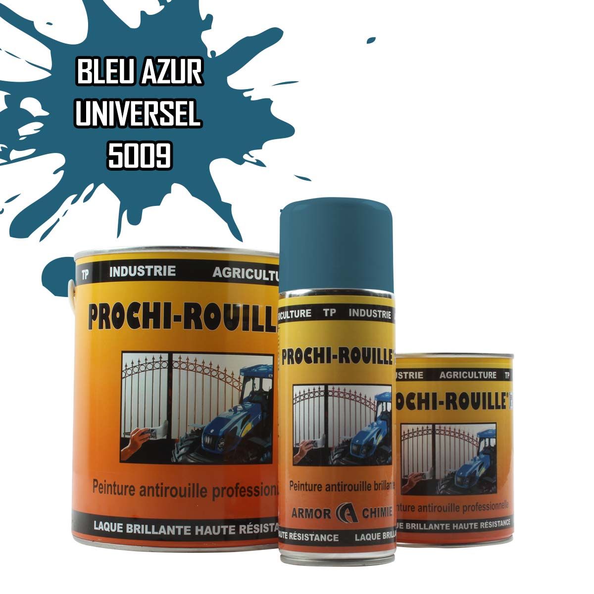 Bombe de peinture RAL 5009 Bleu azur satin - Aérosol 400 ml