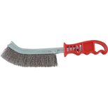 Brosse métalique, fil en inox 0,30 mm, convexe, longueur 260 mm, poignée plastique