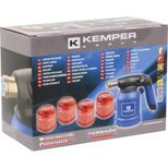 Lampe à souder, allumage manuel, avec 4 cartouches butane 190g, KEMPER