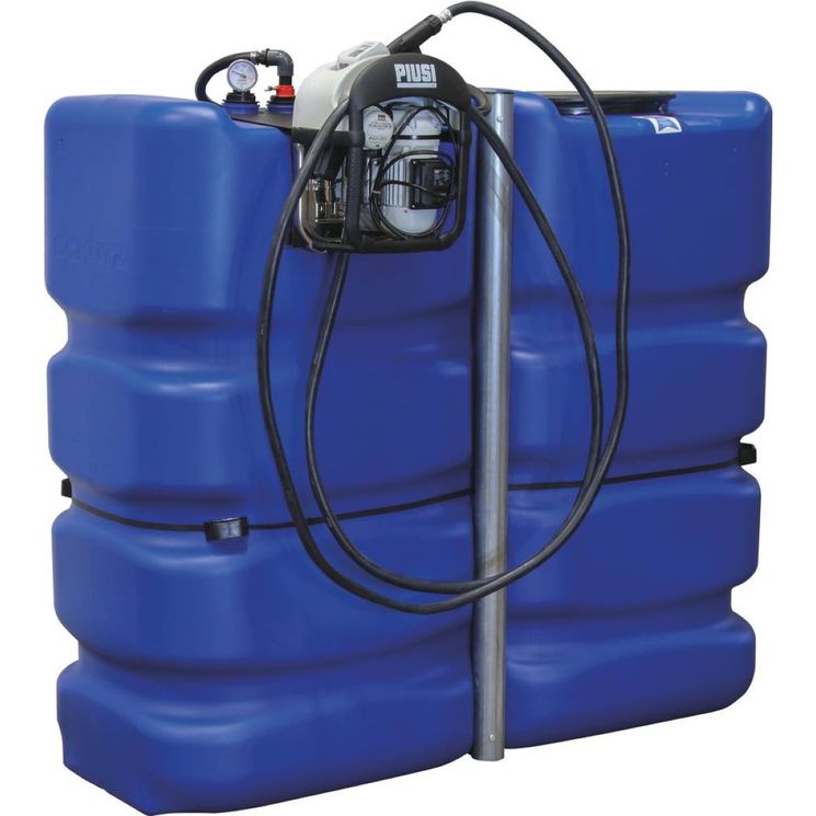 Cuve de stockage AdBlue PEHD simple paroi 2000 litres, avec pompe 32 l/min, pistolet automatique et filtre, PIUSI