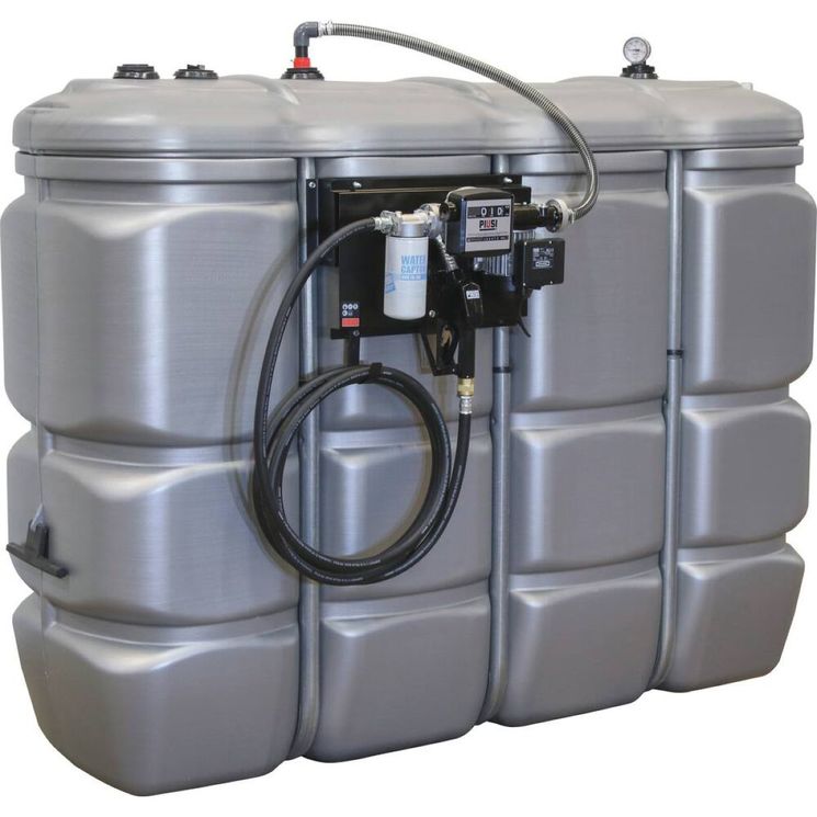 Cuve de stockage Gasoil, Fuel, GNR, PEHD 2000 litres double paroi, 70 l/min, PIUSI