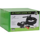 Kit pompe gasoil 12V, pistolet PVC manuel débit 35 l/min, câble d'alimentation 2m et tuyau 4m