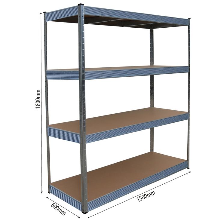 Étagère métallique, 4 tablettes bois, charge totale maxi 2000 kg, charge par tablette 500 kg, STILKER