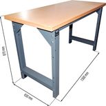 Établi d´atelier plateau bois 40 mm, charge maxi 1000 kg, 1500x630x870 mm, DRAKKAR