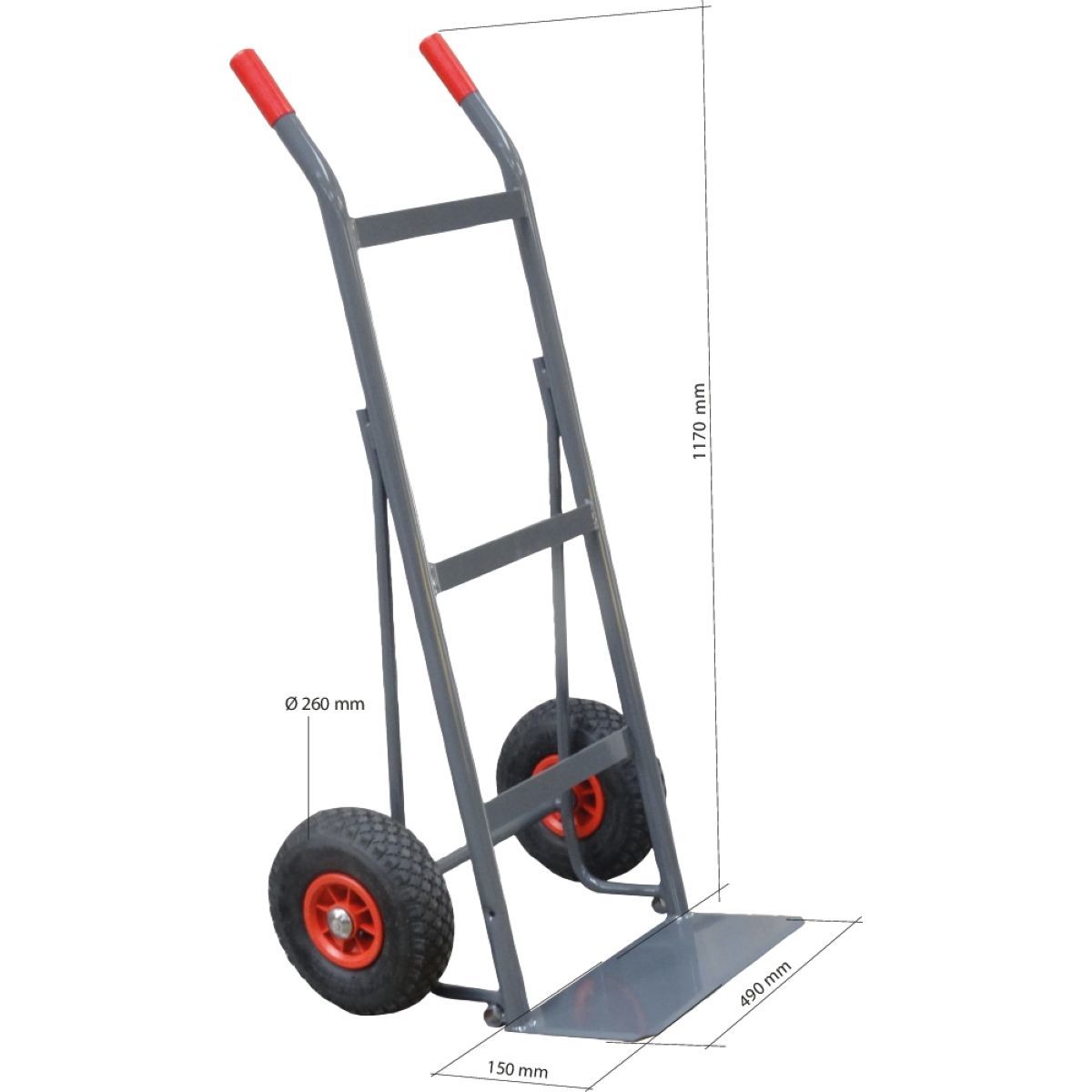 Diable de transport, capacité 150 Kg, roues gonflables et jantes PVC, DRAKKAR