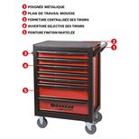 Servante d'atelier 7 tiroirs, sans outil, charge maxi 360 kg, DRAKKAR