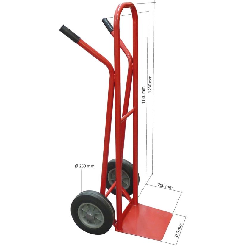 Diable de transport, capacité 180 Kg, roues increvables et jantes PVC, DRAKKAR