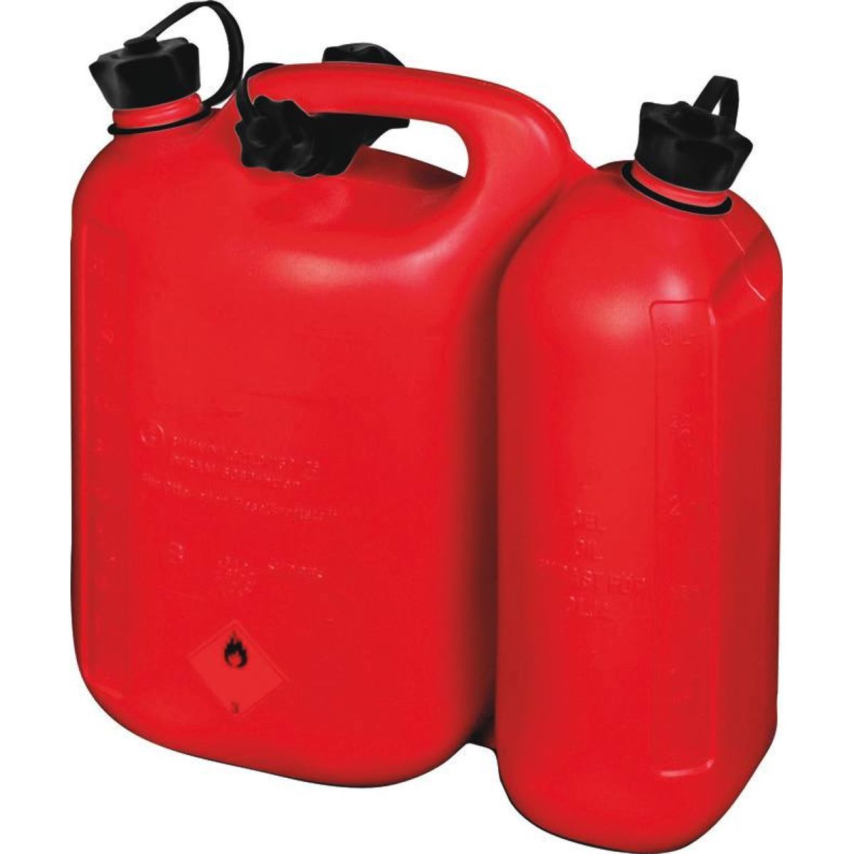 Jerrican PVC double usage 3L et 5,5L avec bec verseur à visser, homologué carburant