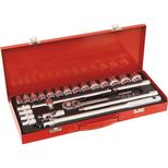 Coffret de douilles 1/2”, 24 pièces, acier au chrome vanadium, DRAKKAR