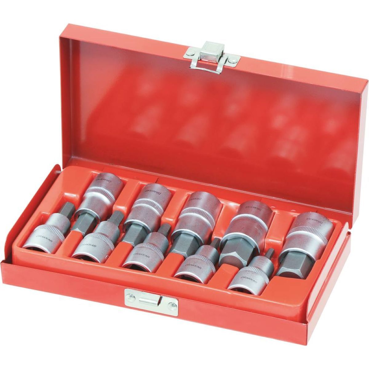 Coffret de 10 douilles tournevis 1/2 avec embout hexagonal de 4 à 19 mm, DRAKKAR