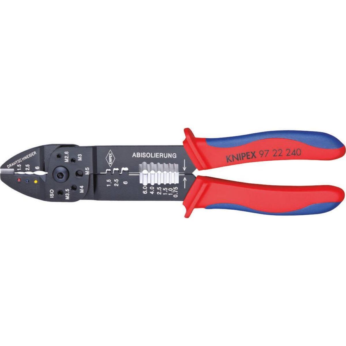 Pince à sertir section 0,75 à 6 mm², longueur 240 mm, KNIPEX, 97 22 240