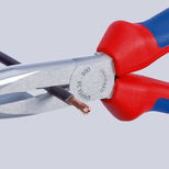 Pince demi-ronde droite avec tranchant, longueur 160 mm, mâchoires 50 mm, KNIPEX, 26 12 200