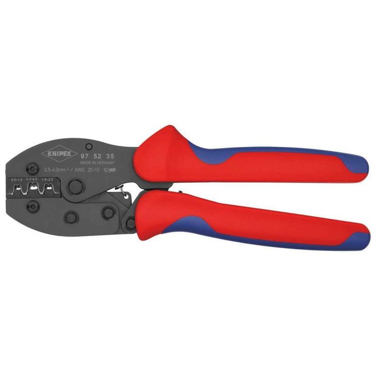 Pince à cosses rondes et connecteurs non isolés 0,5 - 6 mm², longueur 220 mm, KNIPEX, 97 52 35