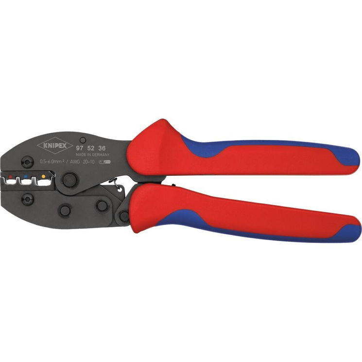 Pince à cosses rondes et connecteurs isolés 0,5 - 6 mm², longueur 220 mm, KNIPEX, 97 52 36