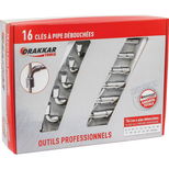 Jeu de 16 clés à pipe débouchées de 8 à 24 mm, 6-6 pans, DRAKKAR