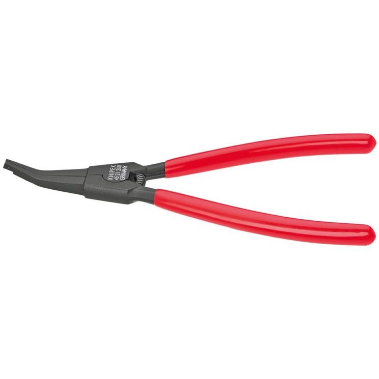 Pince de montage de rondelles ressort et de circlips sans trou, longueur 200 mm, KNIPEX, 45 21 200