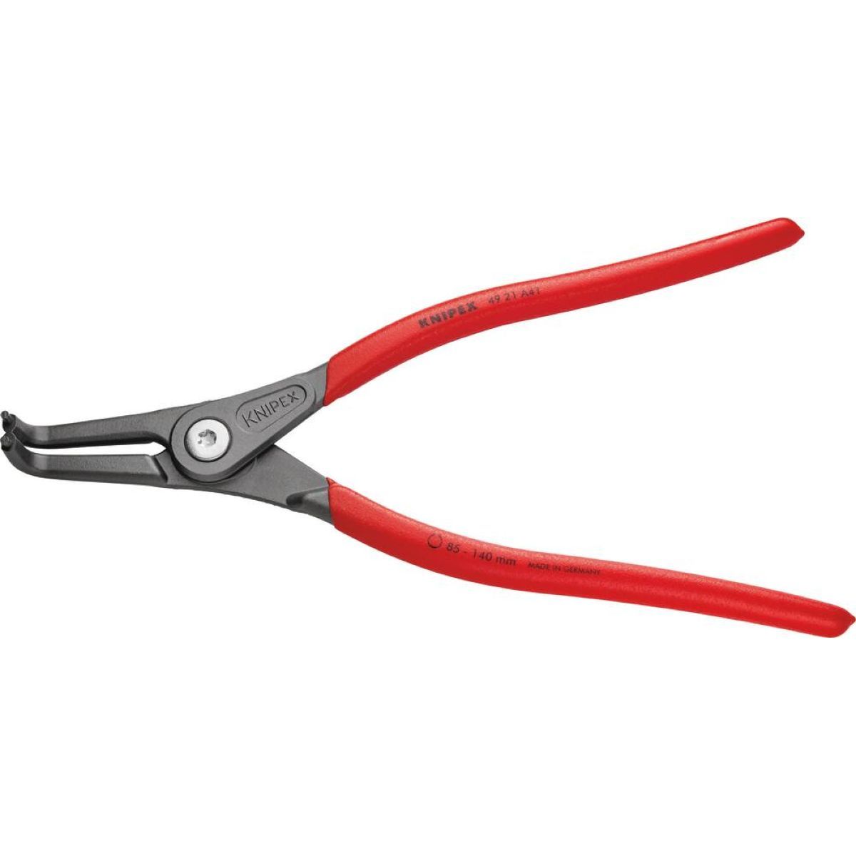 Pince de précision pointes coudées à 90° pour circlips extérieurs, Ø85-140 mm, longueur 300 mm, KNIPEX, 49 21 A41 SB