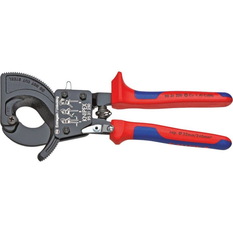 Coupe-câble, section cuivre multi filaire 32 mm², longueur 250 mm, KNIPEX, 95 31 250