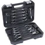 Coffret de 12 clés mixtes articulées à cliquet de Ø8 à 19 mm, 72 dents, DRAKKAR