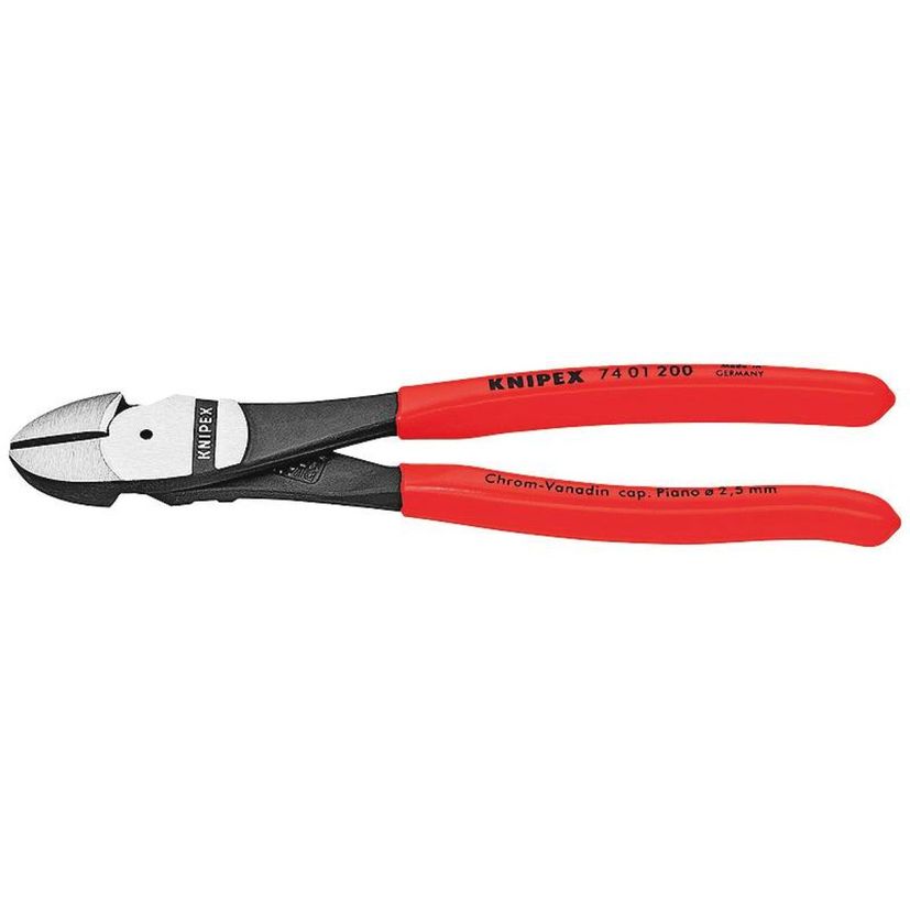 Pince coupante de côté à forte démultiplication, 180 mm, 1,2 - 2,7 - 3,8 mm, KNIPEX, 74 01 180 SB