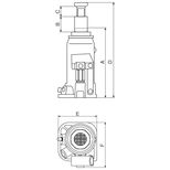 Cric bouteille hydraulique 2T, hauteur maxi 276 mm, corps en fonte, DRAKKAR