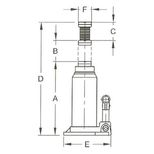 Cric bouteille hydraulique 3T, hauteur maxi 330 mm, corps en fonte, COMPAC