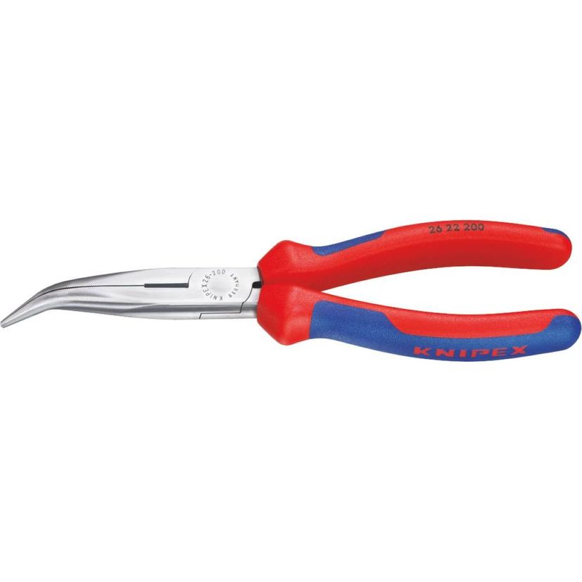 Pince demi-ronde coudée à 40° avec tranchant, Ø du fil acier 2,2 mm, Ø du fil clou 3,2 mm, KNIPEX 26 22 200