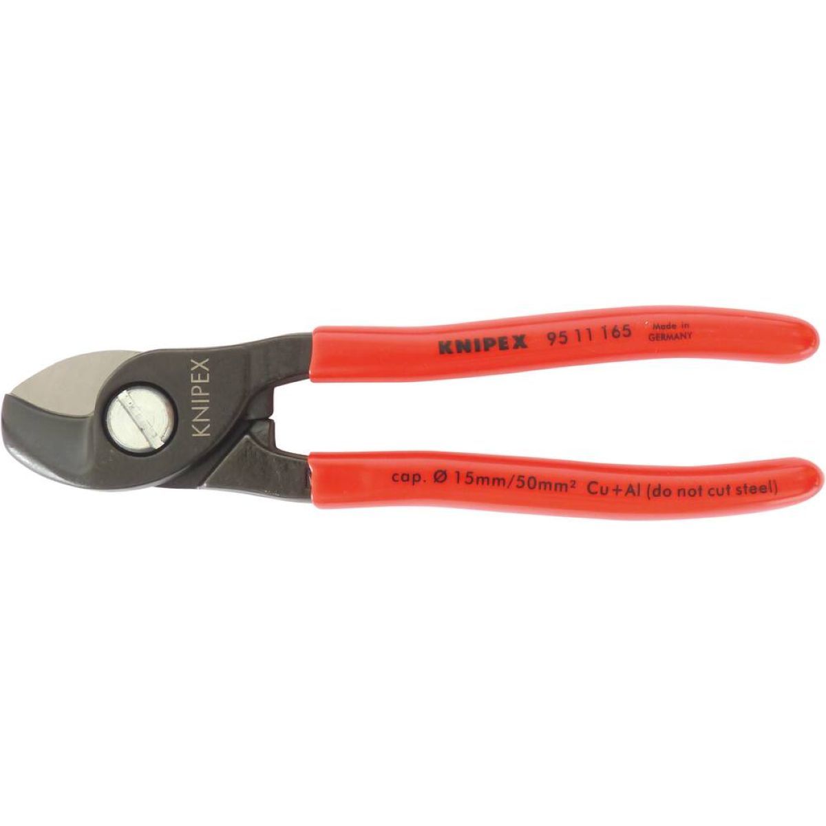 Coupe câble, capacité 15 mm, pour cuivre et aluminium, 165 mm, KNIPEX, 95 11 165