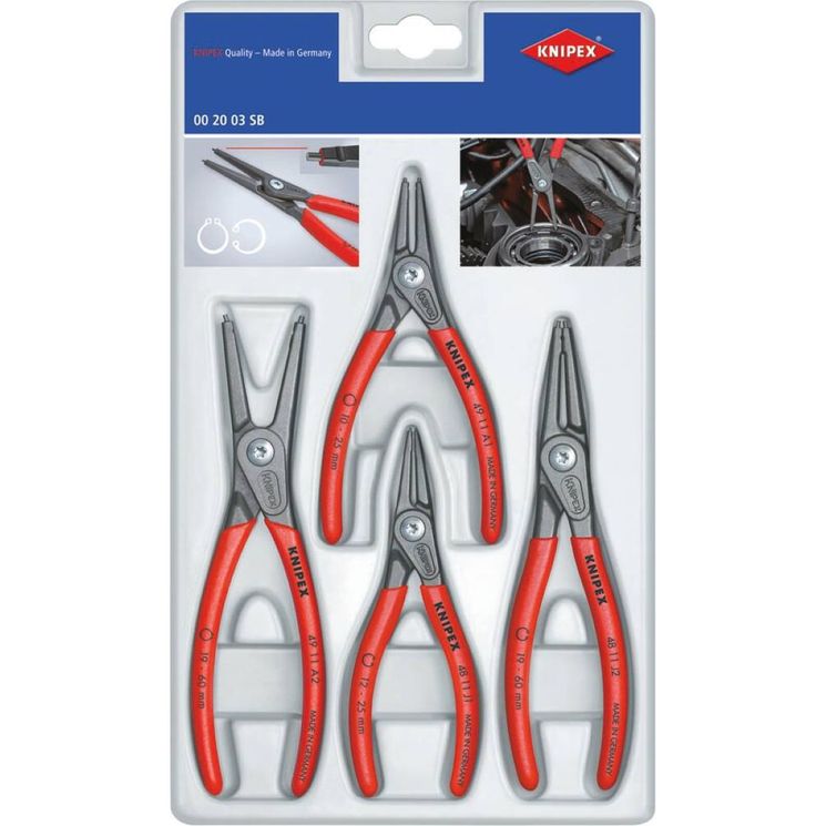 Jeu de 4 pinces pour circlips intérieurs et extérieurs, KNIPEX, 00 20 03 SB