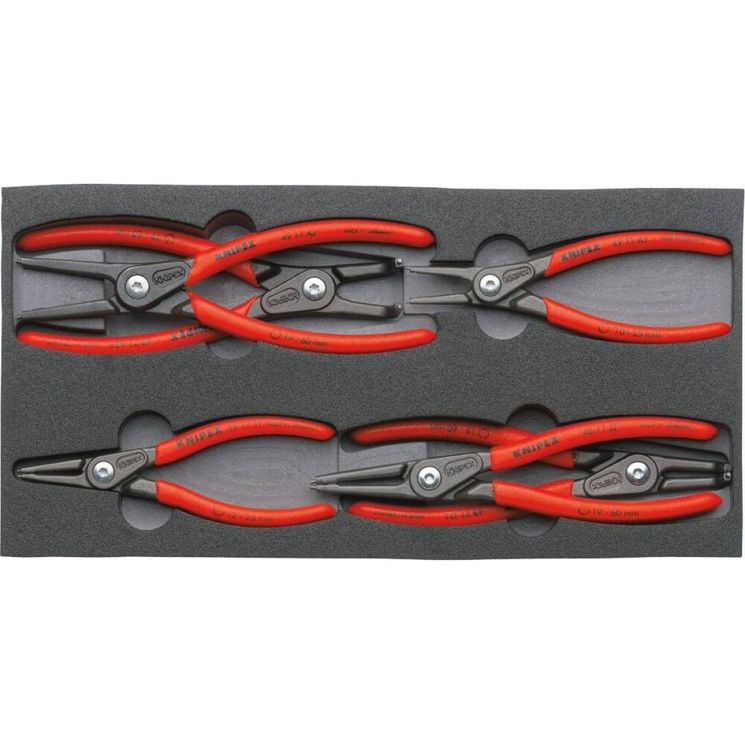 Lot de 6 pinces pour circlips intérieur et extérieur, 330x32x165 mm, KNIPEX, 00 20 01 V02