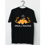 T-shirt noir coton FORCE & TRACTEUR Agripartner, taille XXXL