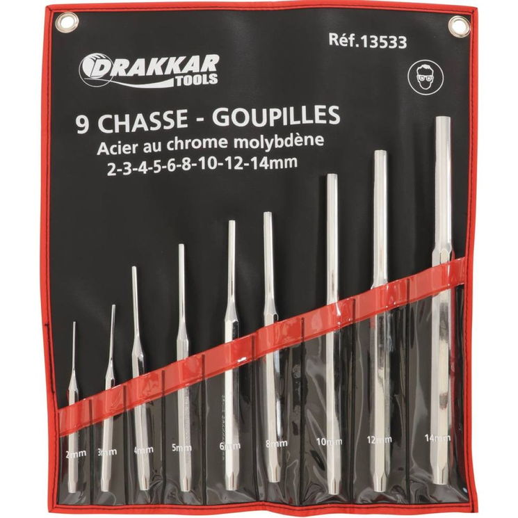 Jeu de 9 chasse goupilles, acier au chrome molybdène, DRAKKAR