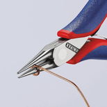 Pince de préhension pour l´électronique - mâchoires rondes pointues longueur 22,5 mm, KNIPEX, 35 32 115 SB