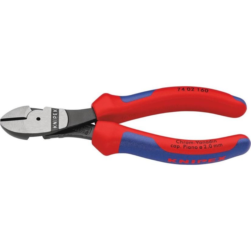 Pince coupante à forte démultiplication, diamètre du fil 2/2,5/3,4 mm, longueur 160 mm, KNIPEX, 74 02 160