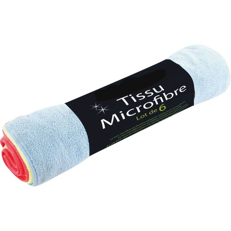 Lot de 6 tissus microfibre 40 x 30 cm, UNIVERSEL