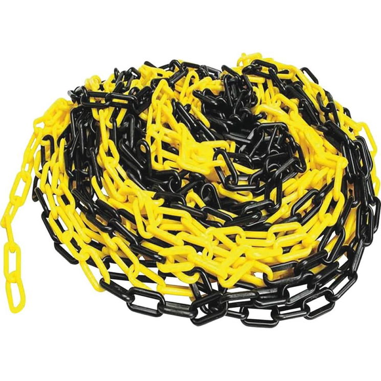 Chaine de signalisation PVC Ø8mm - 25m, jaune et noir