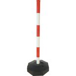 Poteau de signalisation 85cm plastique, rouge-blanc avec base lestable