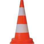 Balise de signalisation 750 mm, PVC orange fluorescent avec bande de peinture blanche hauteur 15 cm