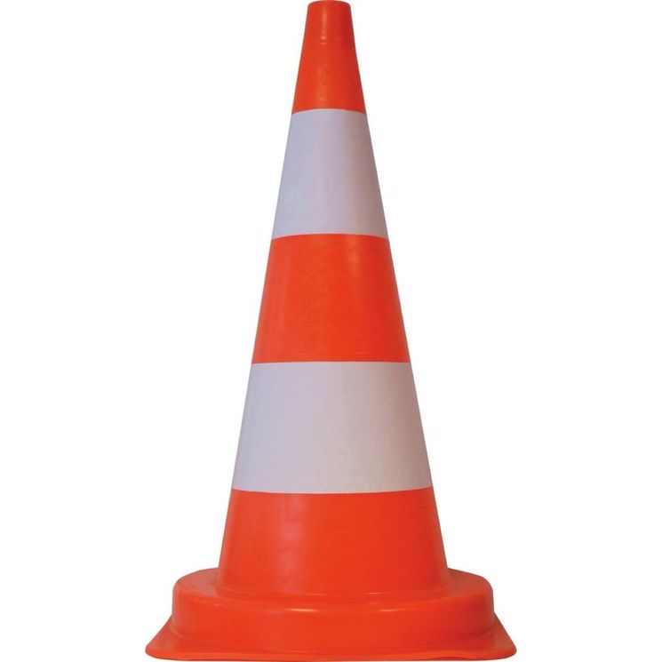 Balise de signalisation 750 mm, PVC orange fluorescent avec bande de peinture blanche hauteur 15 cm