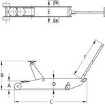 Cric rouleur hydraulique 2T avec pédale d´approche rapide, extra plat et long, COMPAC