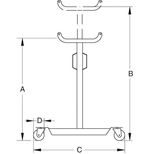 Cric de fosse 300 kg pour boite de vitesse, hauteur maxi 1930 mm, piston Ø25 mm, Compac