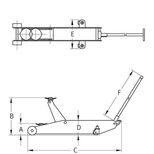 Cric rouleur hydraulique 10T haute capacité avec pédale d´approche rapide, 580 mm, Compac