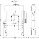 Presse d´atelier 50T, manuelle et pneumatique, 15491, COMPAC